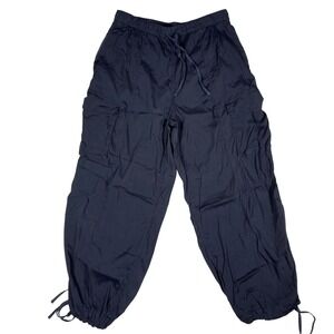 Lululemon Black Lightweight Cargo Utility Pants Elastic Waist Drawstring *LG